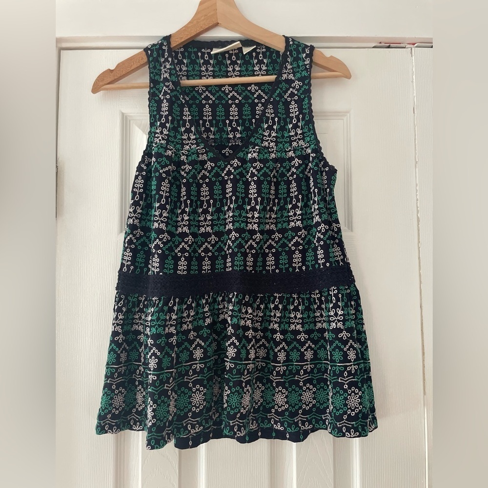 Maeve Extra Small Tunic Viscose Navy with Green Excellent‎ Condition